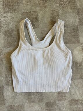 HARI White Ribbed Crop Tank Top